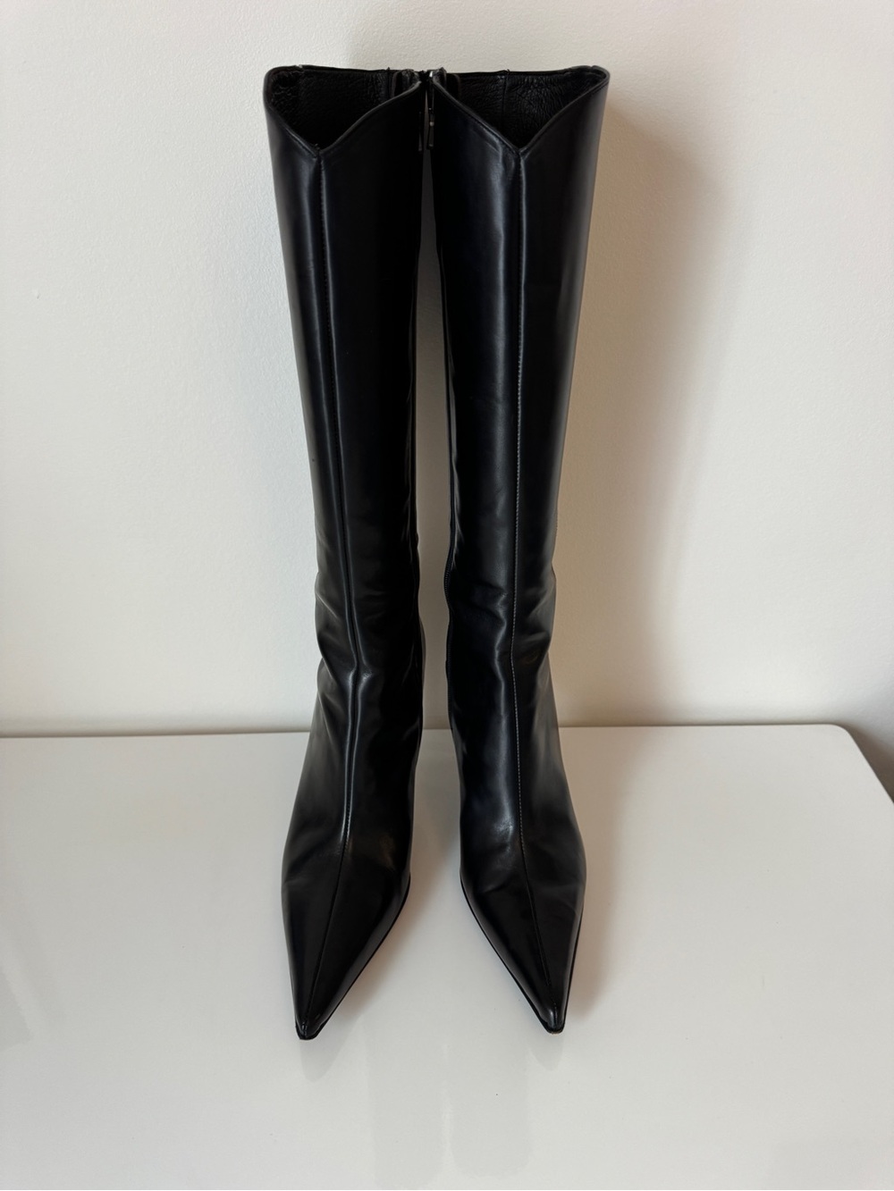 Donald J. Pliner Black Pointed-Toe Knee Boots
